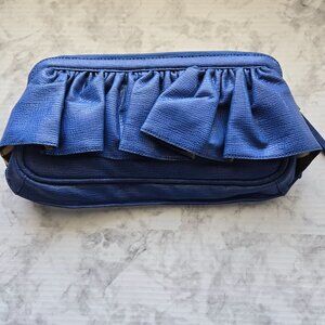 Koby Moulin Luxe Blue Ruffle Clutch with Zebra Surprise Interior